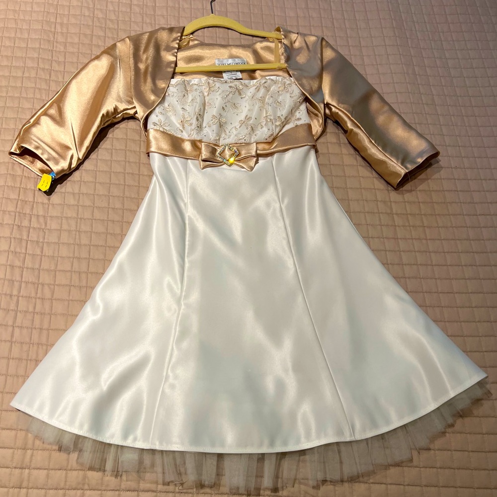 Jessica McClintock for Gunne Sax Strapless Dress & Scott McClintock Gold Coverup